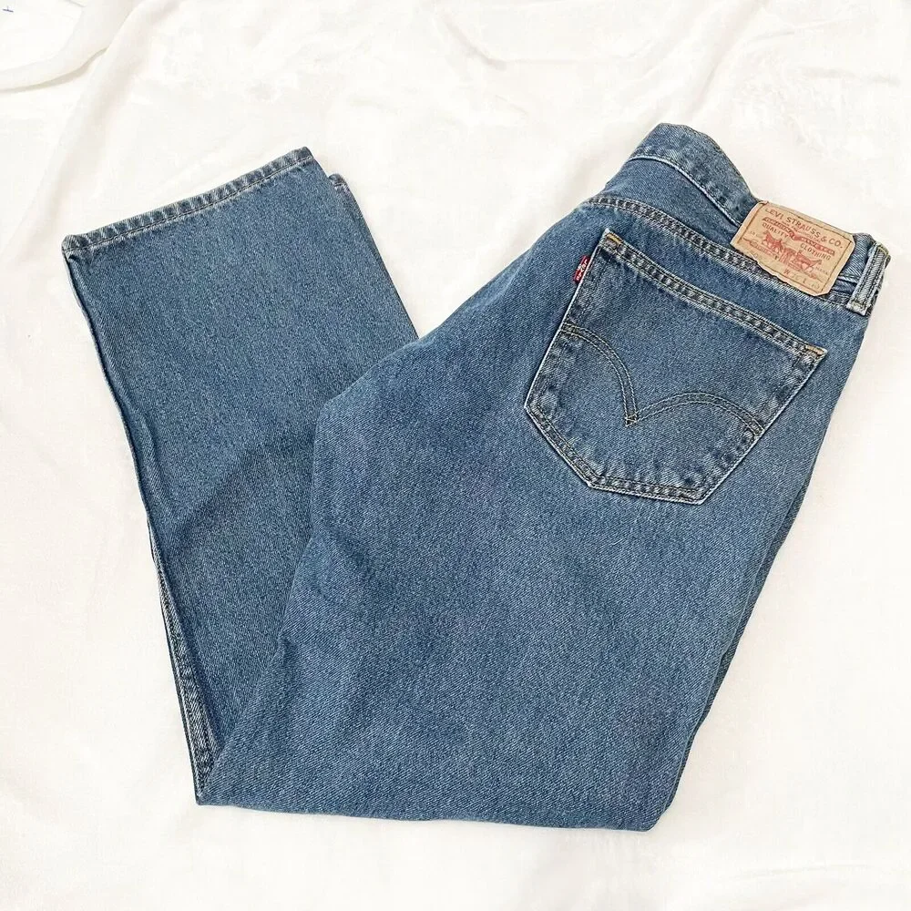 levis 505 straight fit jeans mens blue denim size 36x30 Cotton